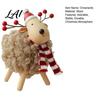 Wooden Lamb Ornaments Christmas Sheep Figurine with Scarf Santa Hat Plush Fleece Versatile Wood Art Pieces Tabletop Ornament Rustic Holiday Desktop