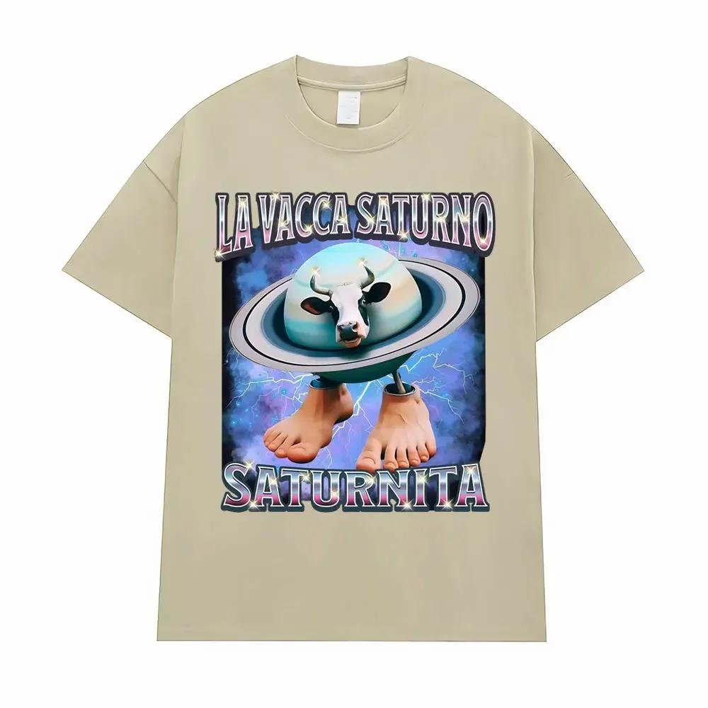 La Vacca Saturno Saturnita Vtipné Kráva Meme Trička pro Muže Ženy Harajuku Hip Hop Humor Tričko Letní Topy Měkké Tričko