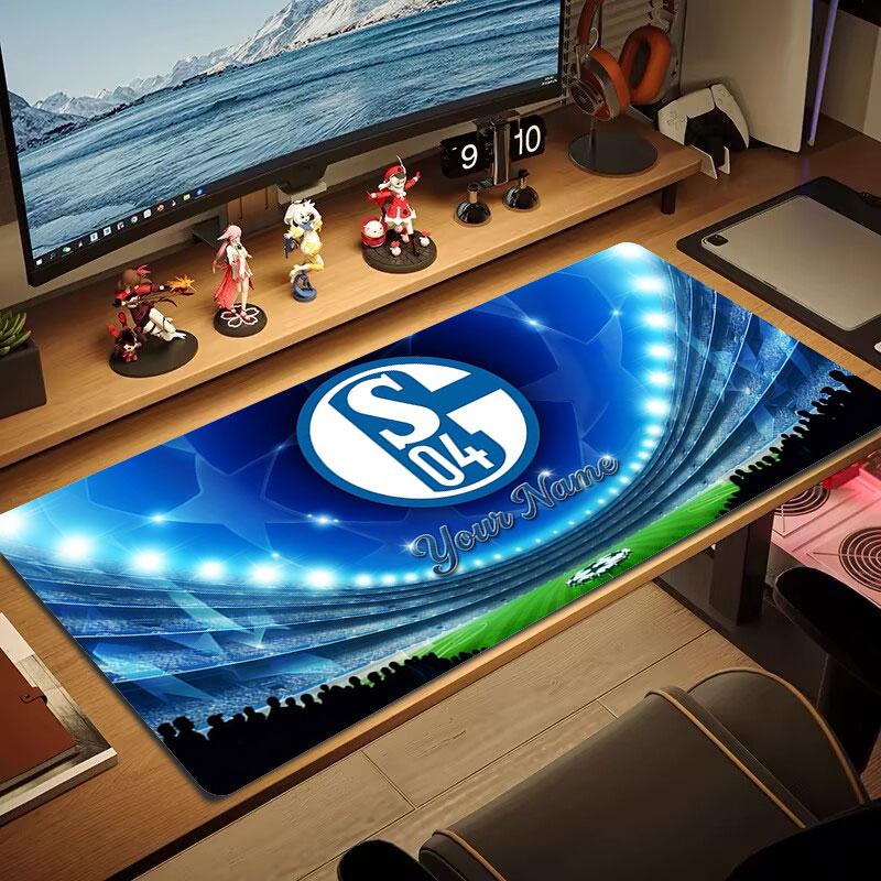 FC Schalke 04 Custom Name Large Size Mouse Pad Large Gaming Table Cushion Non-slip Laptop Tablet Big Mousepad XXL Mat Mini PC Playmat With Lock Edge