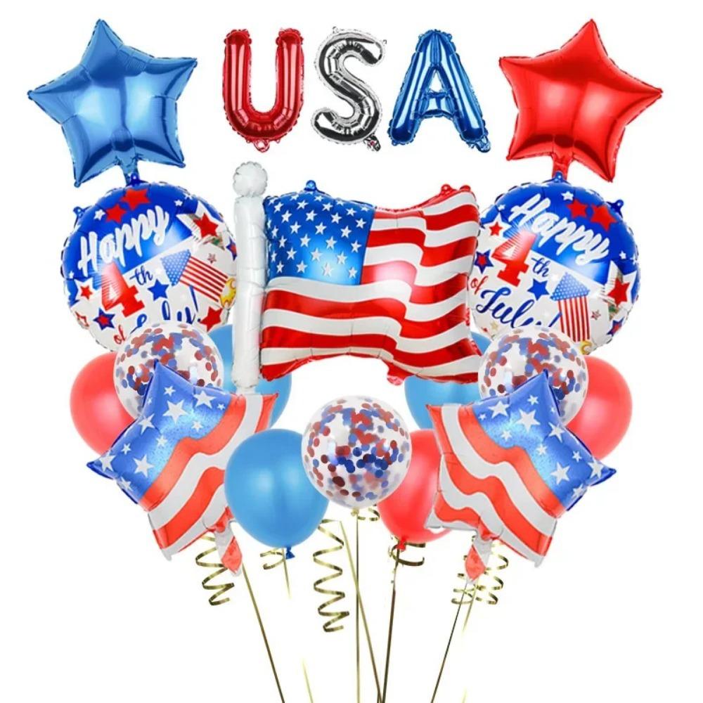 Onafhankelijkheidsdag Aluminiumfolie Ballonnenset Amerikaanse Vlag Usa Feestversiering Decoratieve Ballonnen