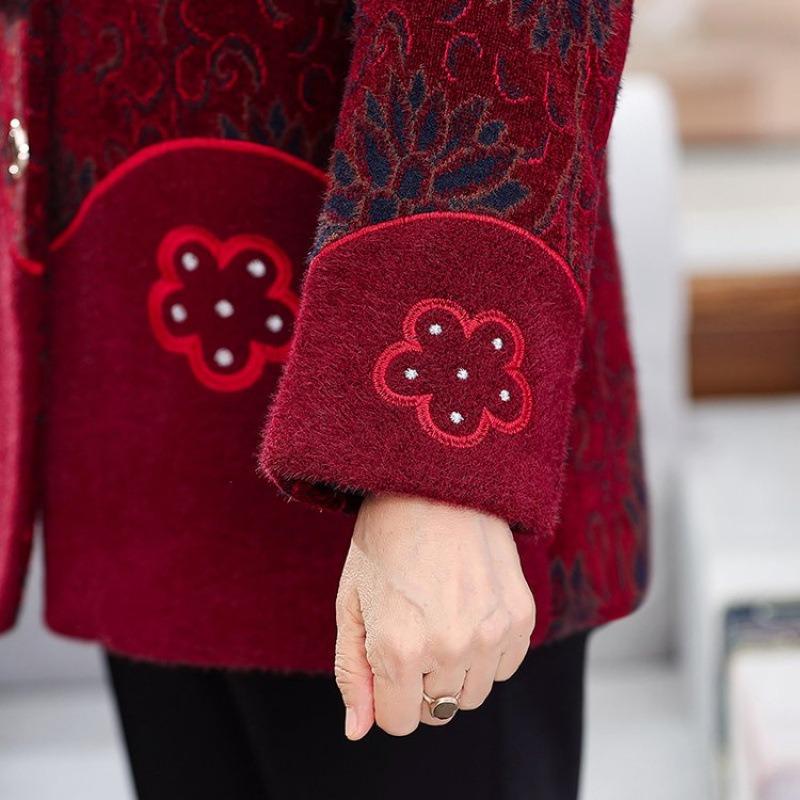 Middle aged autumn and winter old lady clothes mink velvet coat grandma winter clothes velvet thickened coat mother clothes women