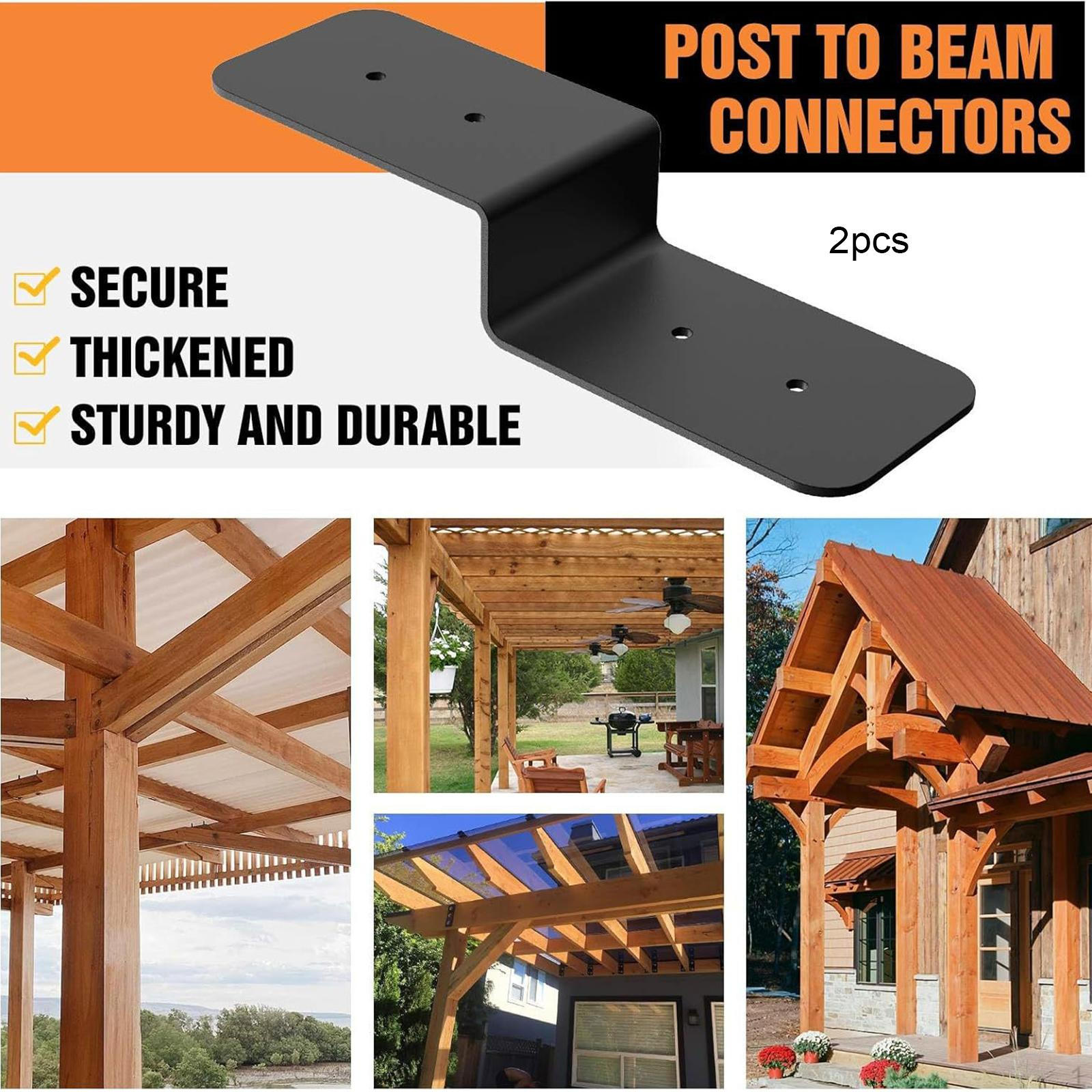 

Кронштейн для перголы Соединитель балки перекрытия террасы Легкая установка Фурнитура Z-образная пластина Опора стойки к балке 2PCS