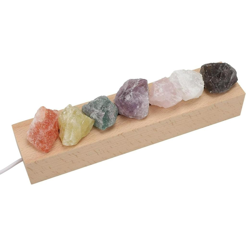 Colorful Crystal Ball,Natural Healing Spheres LED Light Wooden Stand,Night Light Home Decoration,Meditation Positive Energy Night Light Decoration