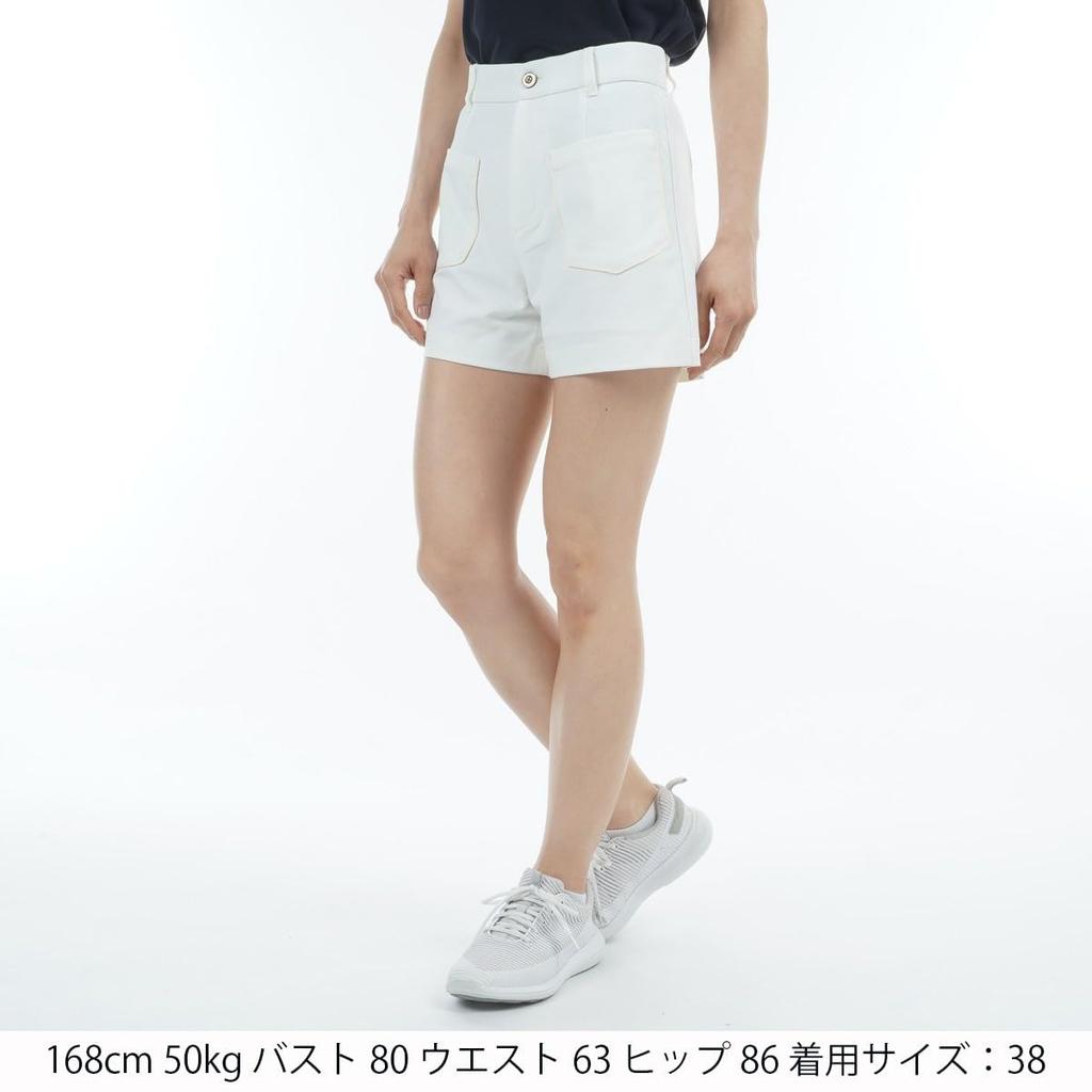 Viva Heart Golf Stretch Twill UV Women's Shorts, 4-Way Shorts, Moisture-Wicking, Quick-Drying, Protection, Off-White