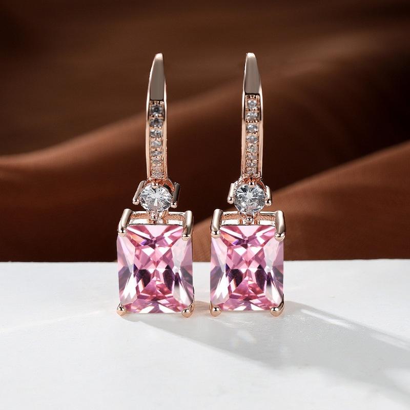 Wish explosive platinum micro-inlaid zircon square diamond quadrilateral stud earrings couple light luxury temperament jewelry