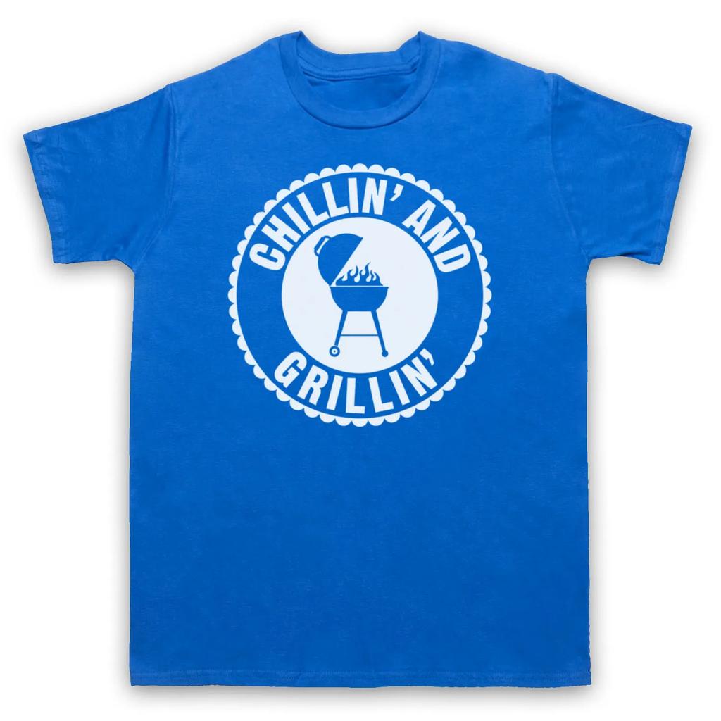 Chillin BBQ and Grillin Retro Slogan Cooking Chef T Shirt New 100 Cotton Short Sleeve ONeck Tshirt Casual Mens Top