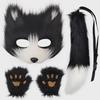 Handmade Fox Mask & Plush Animal Tail Set: Cat Costume Gloves for Halloween Party