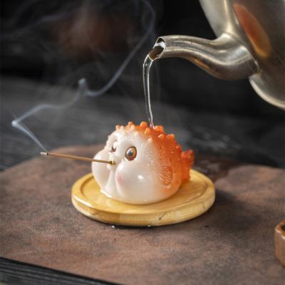 Pufferfish Incense Stick Holder Resin Globefish Tea Pet Figurine Incense Burner Home Office Tea Room