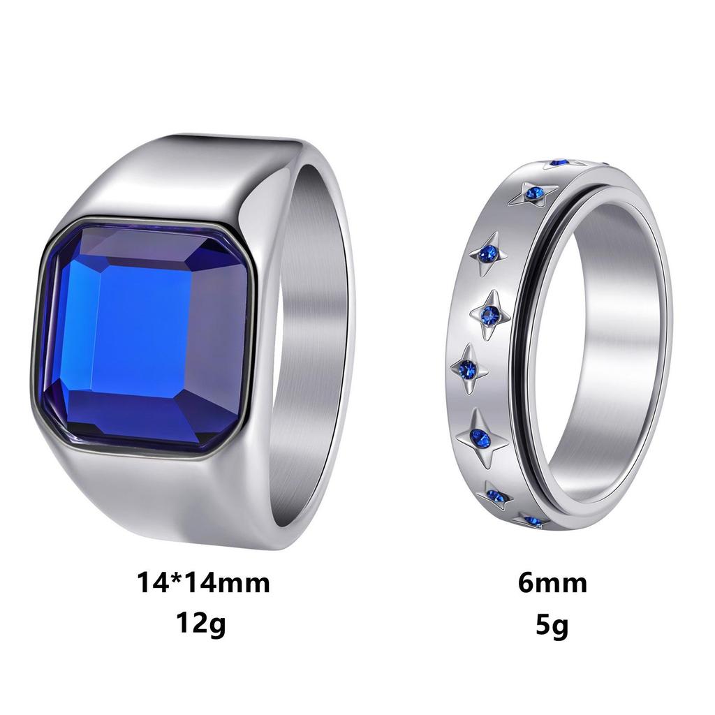 Sapphire Starry Sky Stainless Steel Couple Rings for Men & Women