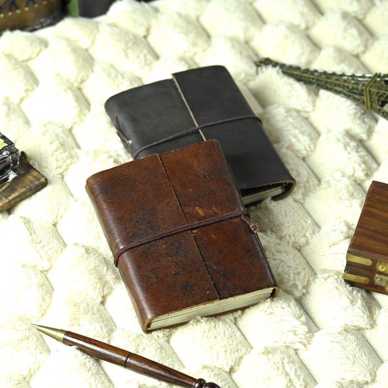 

Кожаный блокнот, набор из 2 штук – Винтажные блокноты ручной работы | Рустикальный дорожный журнал, подарок для писателей и художников. 7 x 5 in чёрный/коричневый