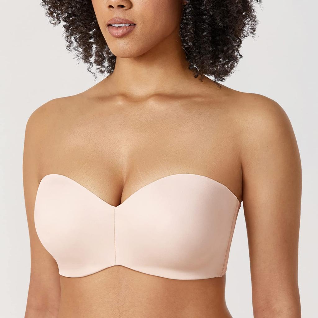 DELIMIRA Strapless Plus Stays Rose F95 Bra, Size, put, Underwire, Padded, Seamless, Strapless, White,