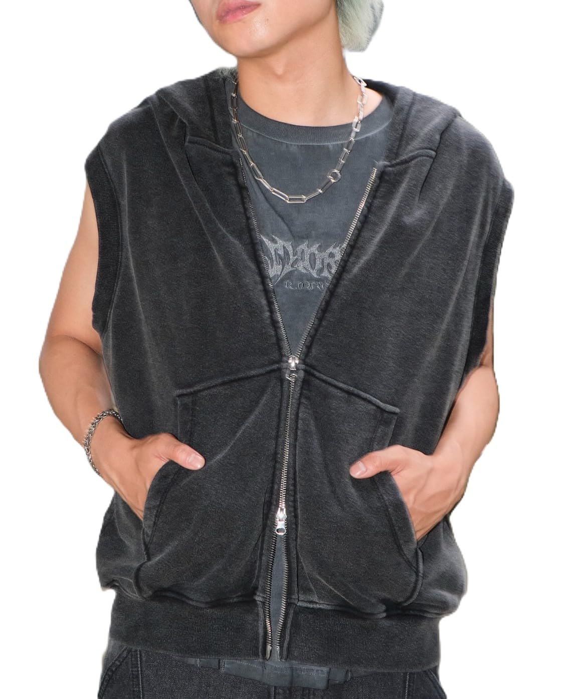 

WEGO Short Sleeve Zip Summer Korean Size Sumikuro Men s Hoodie, Streetwear, Style, M,