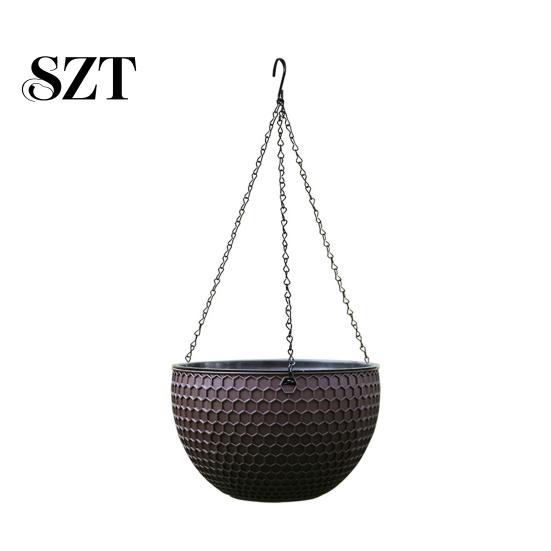 Flower Hanger Hanging Basket Imitation Honeycomb Self Water Absorption Plant Pot Waterproof Outdoor Resin for Garden