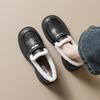 Soft Black Winter Fur Shoes Women Loafers Warm Plush Non-slip Fashion Brand Ladies Shoes Square Heels 4cm Plus Size 42