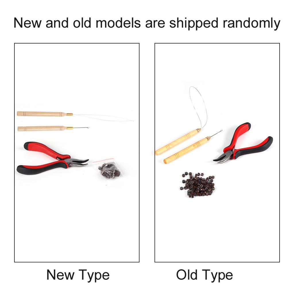 100PCS Silicone Beads Hair Extension Micro Rings Hook Needle Pulling Loop Plier Tool Kit