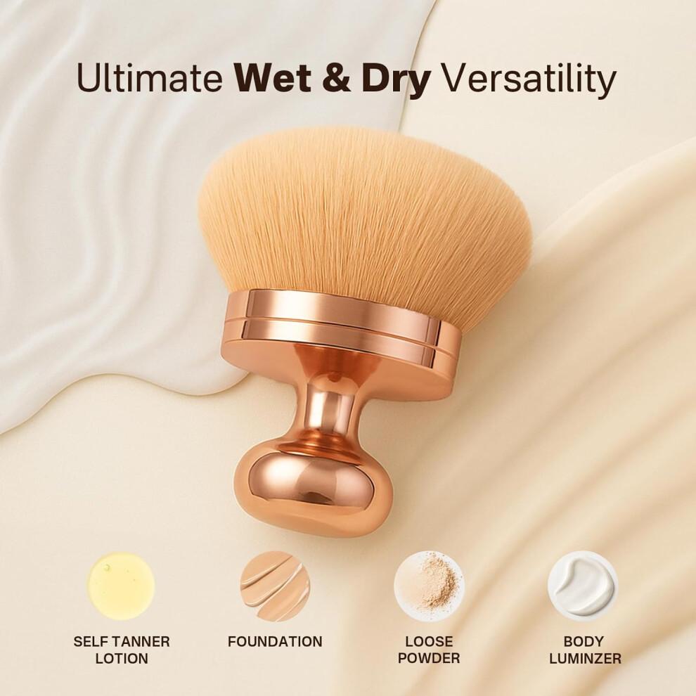 Selbstbräuner-Pinsel mit ergonomischem Handflächengriff, Kabuki-Design für streifenfreie Gesichts- und Körperbräunung, Roségold
