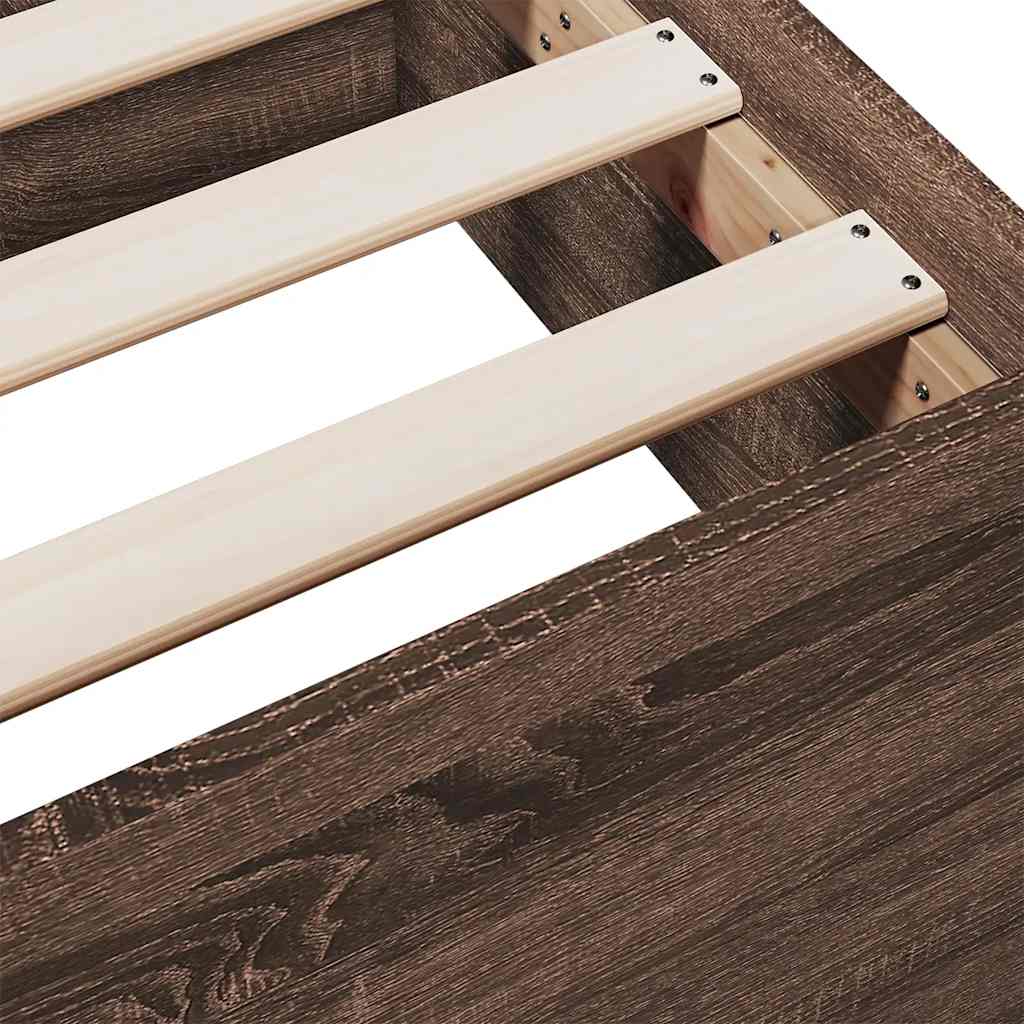 Bed Frame with Drawers Brown Oak Effect 75 x 190 cm