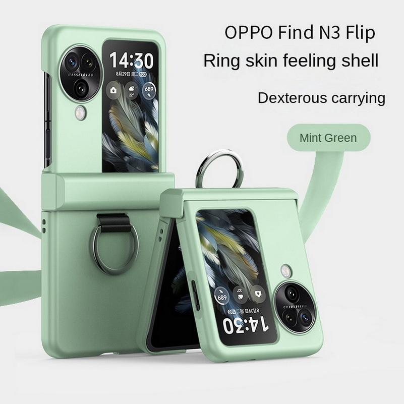 

Candy Color Finger Ring Skin-friendly Hand Phone Case for OPPO FIND N3 FLIP Find N3 Flip Hard Slim Camera Protect Cover OPPO Find N3 Flip