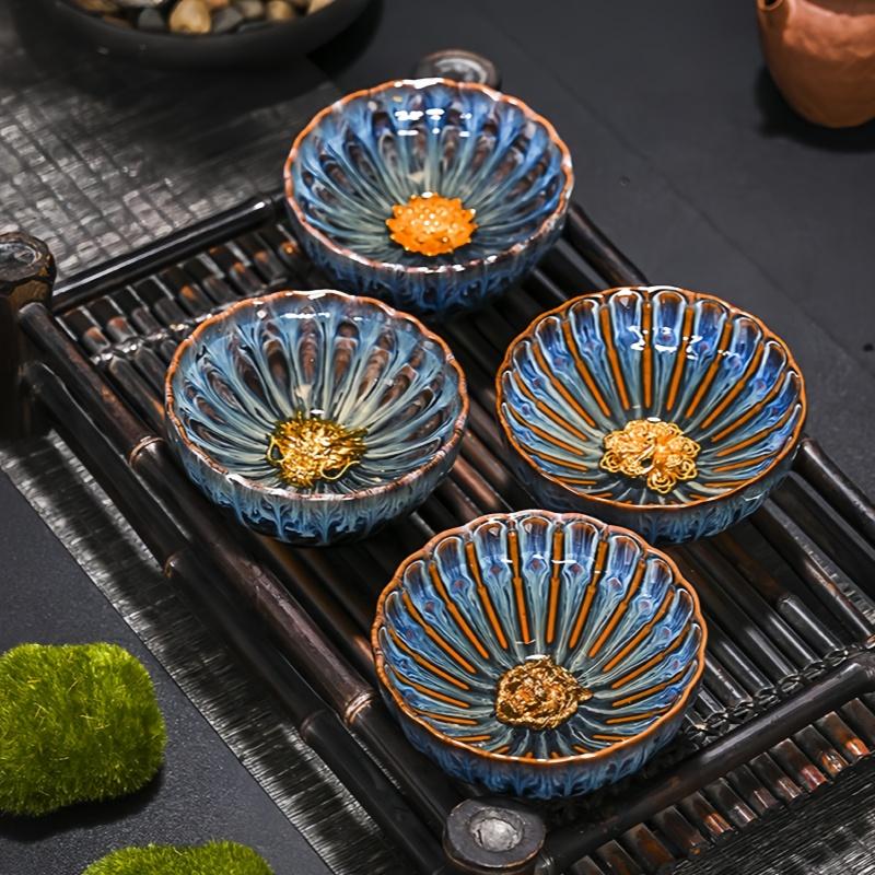 Ceramic Gongfu Tea Cup Gold Gilded Master Cup Personal Jian Zhan Chawan for Tea Lovers Home Decor