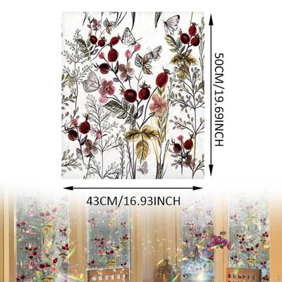 Glasaufkleber Statisch Haftend Zimmer Floral Zuschnittbar Badezimmer 43cmx50cm Wiederverwendbar Wärmeblockierend Fenster