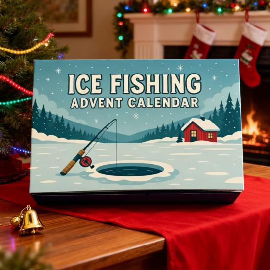 Yousheng Ice Fishing Advent Calendar 2025 24 Days Ice Fishing Lures Christmas Countdown Calendar Set for Ice Fisher Adult Men Father