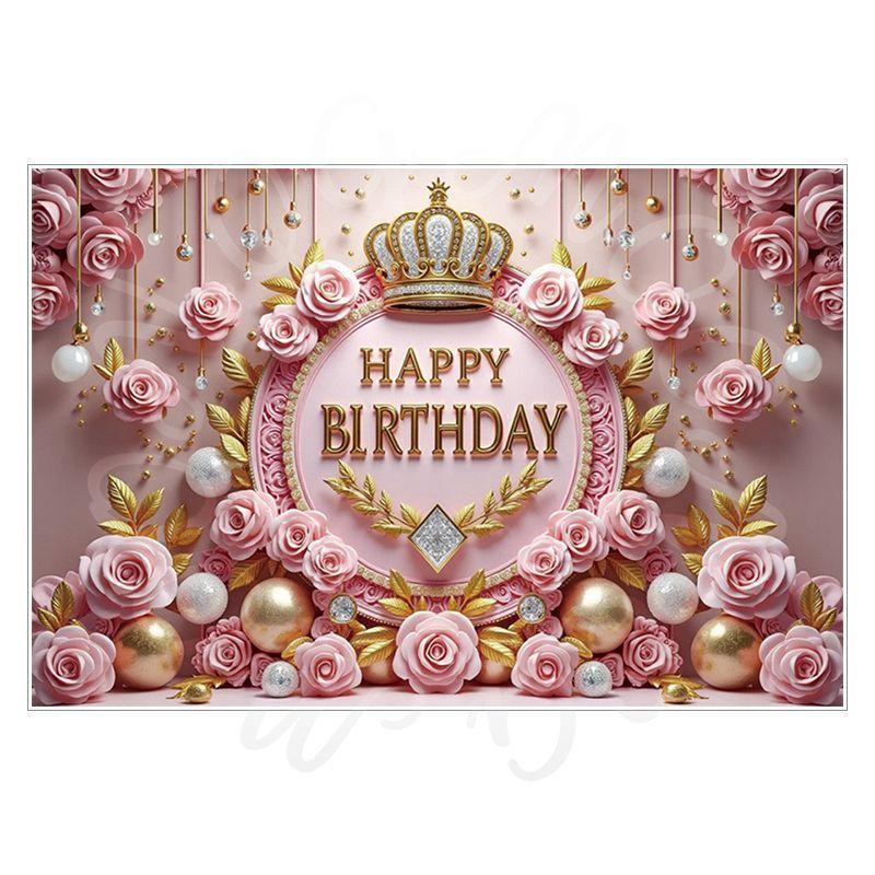 Pink Birthday Theme Party Decoration Backdrop Cloth - Party Decoration Scene Background Wall Hanging