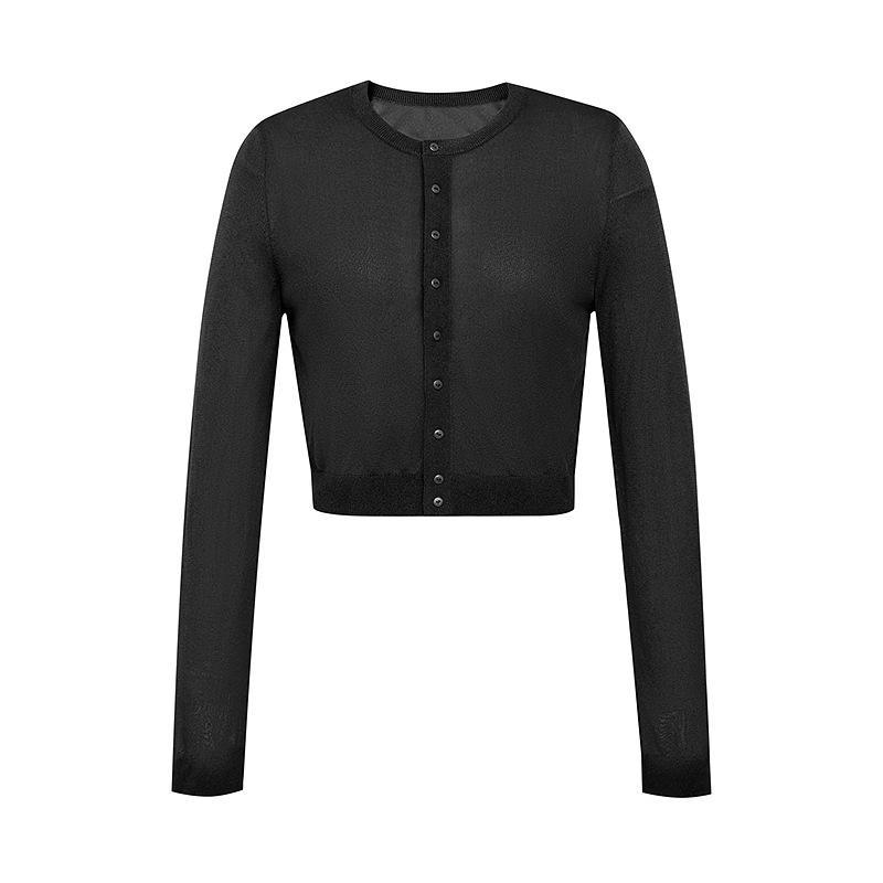 Ice Silk Lightweight Breathable Knit Cardigan: Round Neck, Sun Protection, Long Sleeve Summer Outerwear