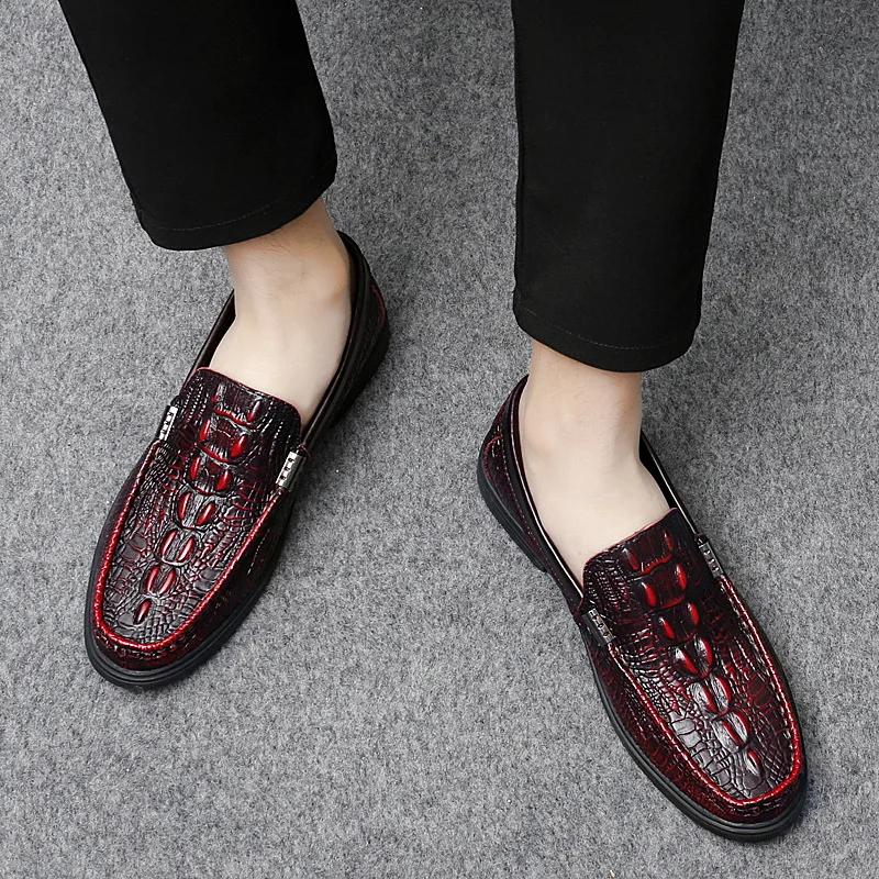 Skinn Loafers Skor Herr Äkta Läder Slip-on Mockasiner Handgjorda Man Casual Skor Kör Gå Lyxig Fritid Zapatos