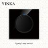 YINKA Tempered Glass 1/2/3/4 Gang 1/2 Way On / Off Wall Light Switch LED Indicator FR EU Standard Universal Home Socket