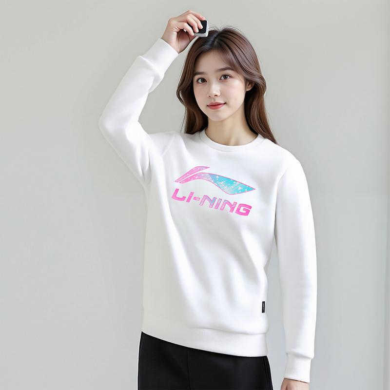 Li Ning Pullover Simple Fashion Comfortable Sports Versatile Trendy Sweatshirt Women sweatshirt AWDVJ50-2