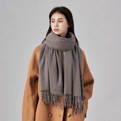 2025 Autumn/Winter New Women'S Solid Color Imitation Cashmere Scarf, High End And Versatile Scarf, Fashionable Thickened Men'S Tassel Shawl