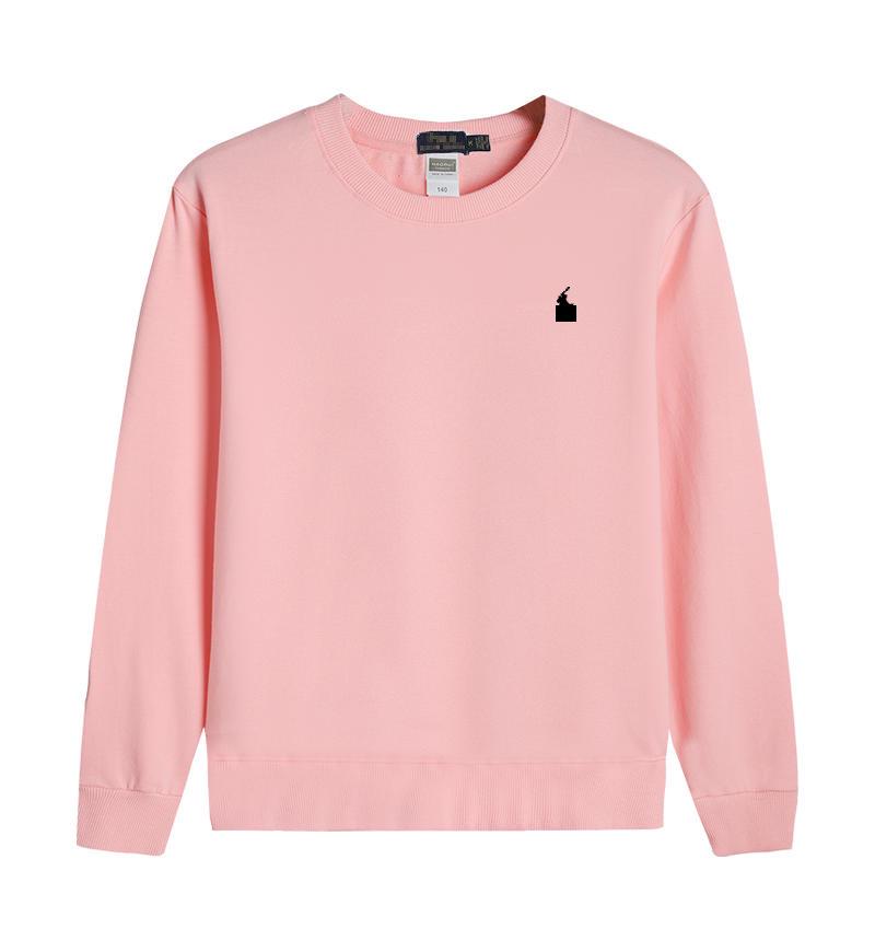 Casual Autumn American Style Pure Cotton Long Sleeve Polo Hoodie with Embroidered Horse Design
