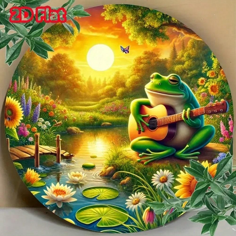 Frog Pond Guitarist Metal Sign Wall Decor for Bar Cafe Garden