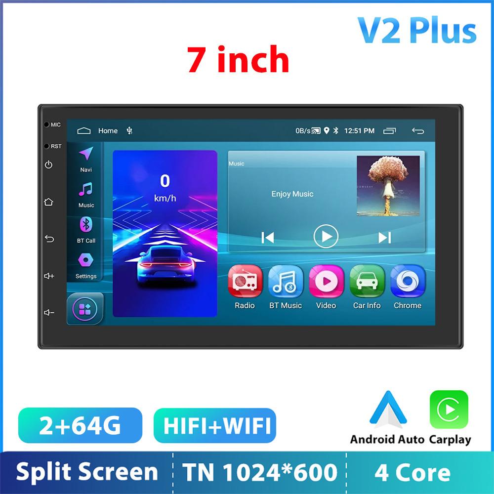 

Podofo Android 12 Car Radio Androidauto Carplay 2 Din GPS Car Audio 7 /9 /10 WIFI BT Automotive Multimedia Player For VW Ford 7Inch 2 64G Carplay