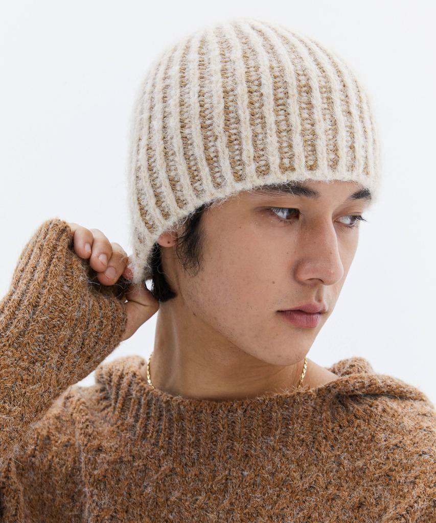 TRIP LE SENS Wool Hair Two-Tone Beanie_Beige
