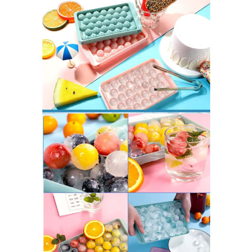 YFFSFDC Ice Maker Tray with Lid, Round Ice Maker, Easy-to-Remove Ice Balls, Perfect for Snacks, Tea, and Alcohol, with Ice Cream Holes, Durable and La