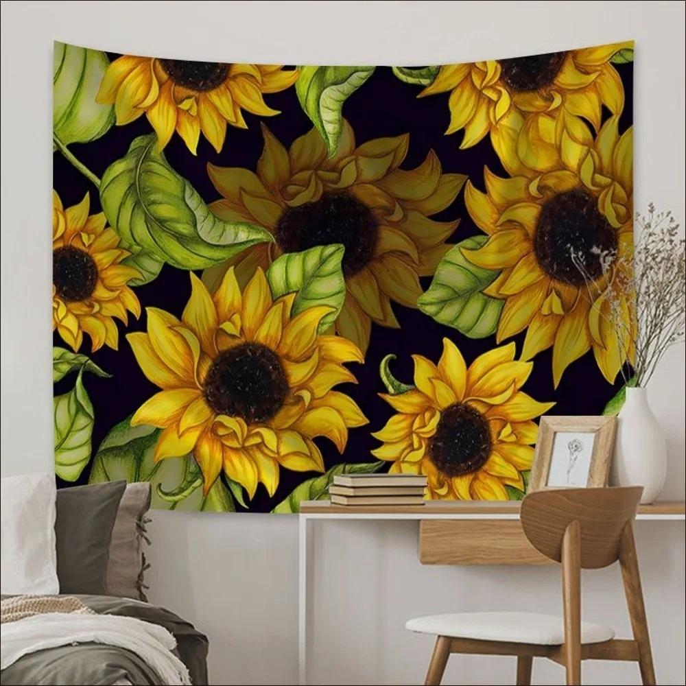 Поле подсолнухов Фон Ткань Украшения Стены Дома Гобелен Гобелен Офис Гостиная 100x75cm — фото 10