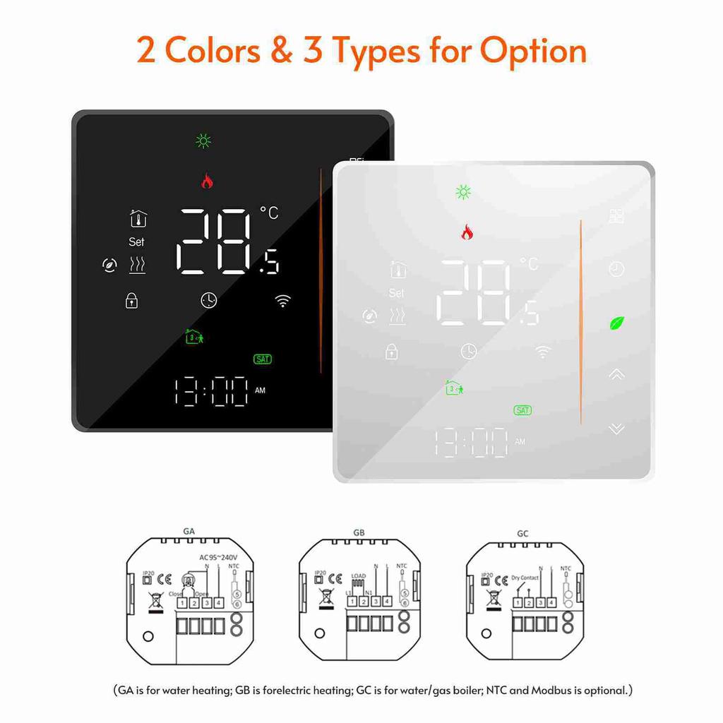 WiFi Smart Thermostat Temperature Controller Weekly Programmable Supports Touch Control  Mobile APP  Voice Control