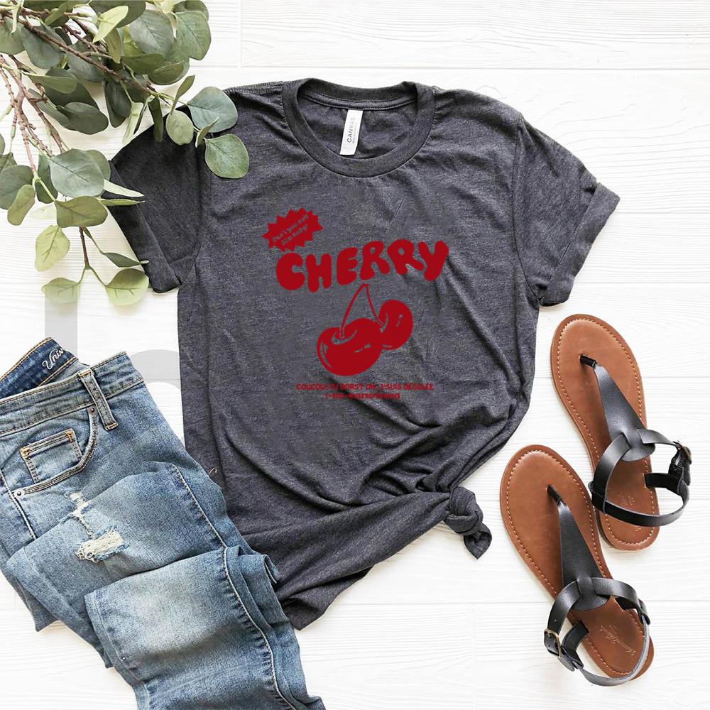 Cherry Vintage Shirt Cute Cherries Graphic Tee Women Y2k Aesthetic Tshirt Short Sleeve Summer Tees Retro 90s Harajuku Tops