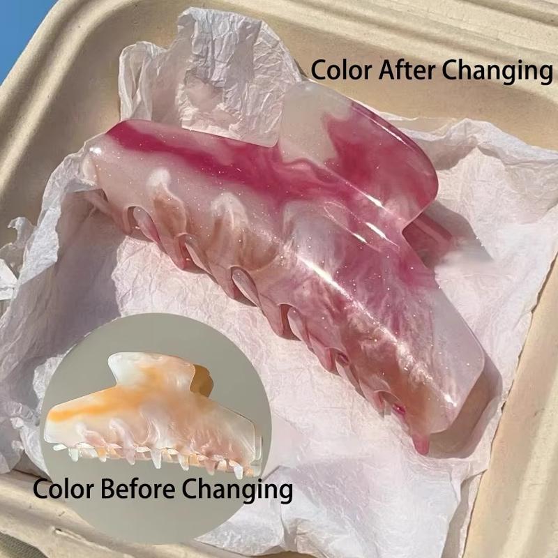

1pc Funny Hair Claw Clips Ultraviolet Color Changing Large Colorful Acrylic Shark Clip Sweet Elegant Women Hair Accessories Gift