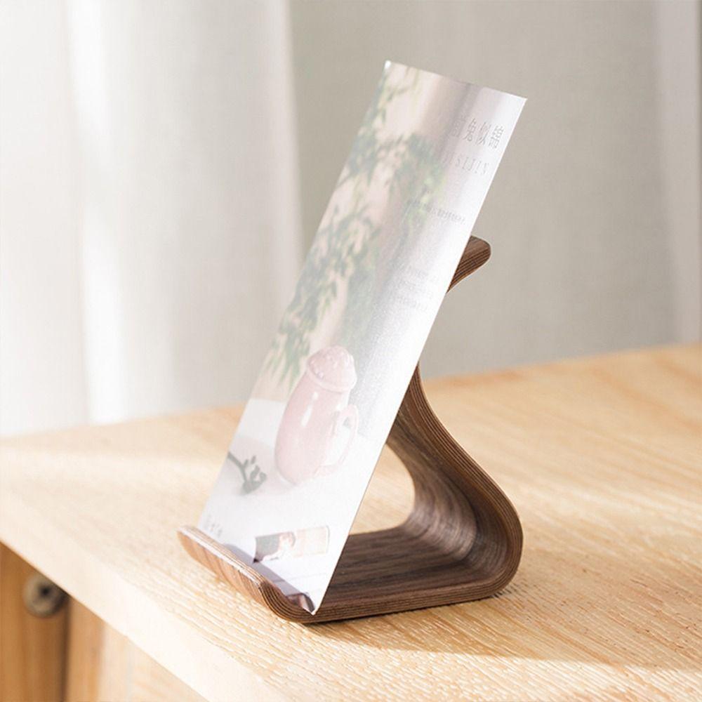 Wood Tablet Stand Yellow Coffee Phone Stand Simple Display Rack  Desktop Ornament