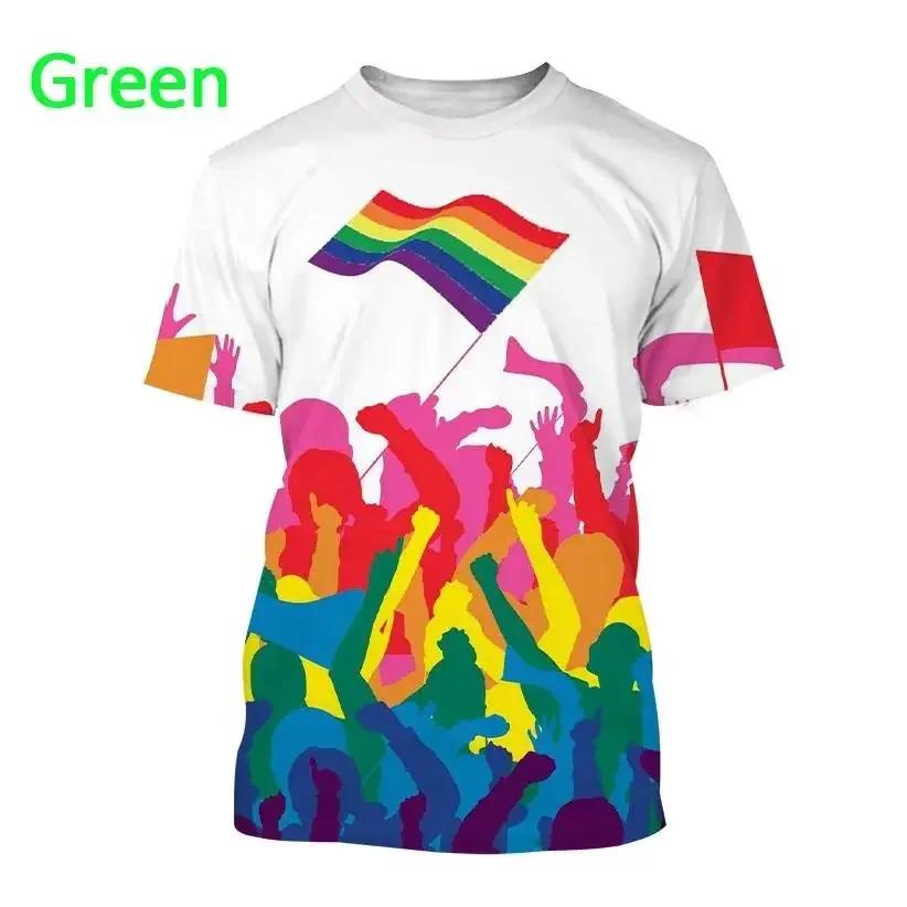 Ny Regnbue 3d Print Sommer Menn/Kvinner O-Hals T-skjorte Casual Kort Ermet Oversized T-skjorte Mote Topper Trend Unisex Klær