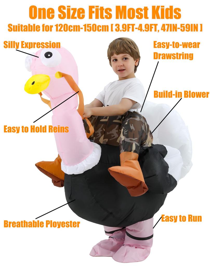 JOYBRO Inflatable Ostrich Funny Ostrich Costume for Boys and Girls Ages and Perfect for Theme and Birthday One Size Fits Most Kids' Costume, Ride-On
