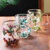 High-Value Double-Walled Glass Cup with Real Dried Flowers
