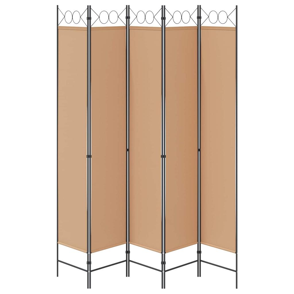 5 Piece Room Divider Beige 200 X 220 Cm Fabric