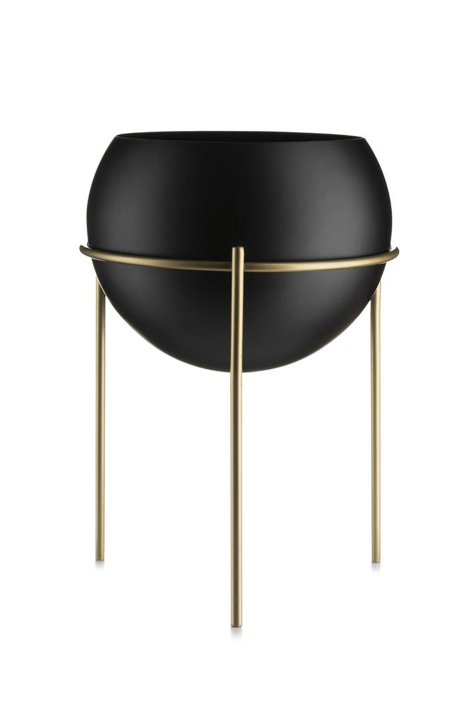 Standing Flower Pot 25 Cm Gold Black Loft