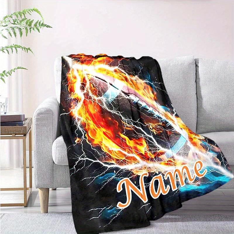 Ball Game Enthusiasts Customize Your Name Blanket Warm Comfortable And Soft Blankets Are Suitable For Home Chairs Office Sofas Sofas Office Camping