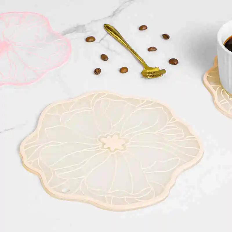 

Силиконовые подставки под стаканы Lotus Leaf Fresh Нескользящие теплоизоляционные противоскользящие коврики для кофейных чашек Кухонные принадлежности Аксессуары Набор столовой посуды
