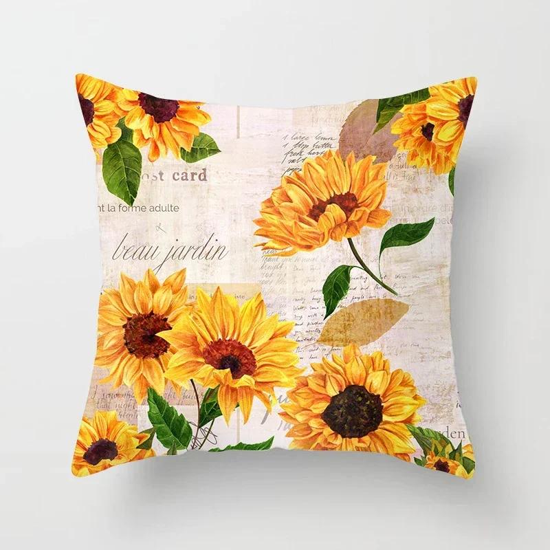 Kissenbezug mit Sonnenblumen-Druck Sofa Heim Dekoratives Kissen s Druckbezug Prachtvolle Blume Pflanze