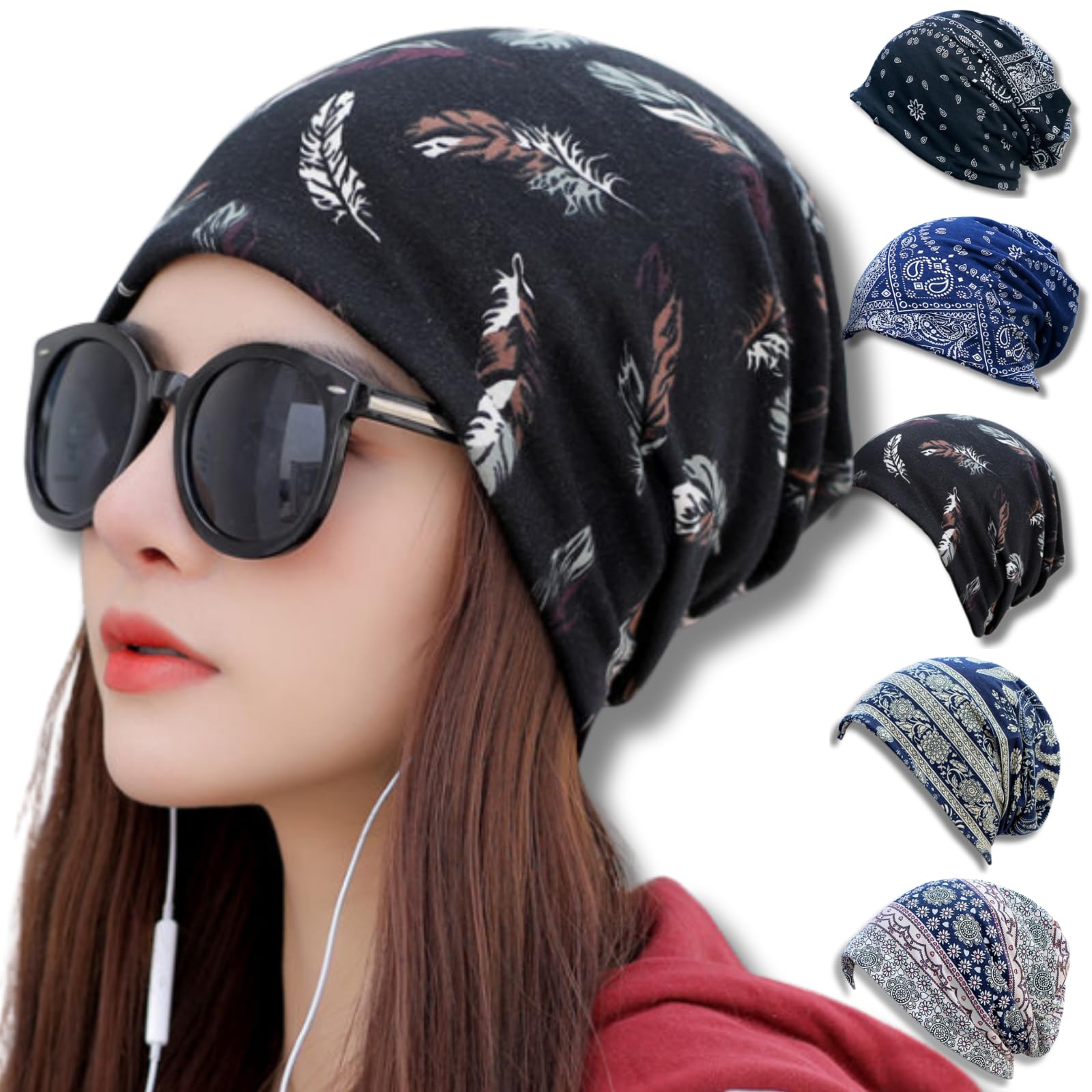 

Airtone Bandana Cap Women s Medical Cap, Stretchy Material for a Snug Fit, Turban, Breathable, Gentle Feel, Multiple Ways to Wear (Feather)